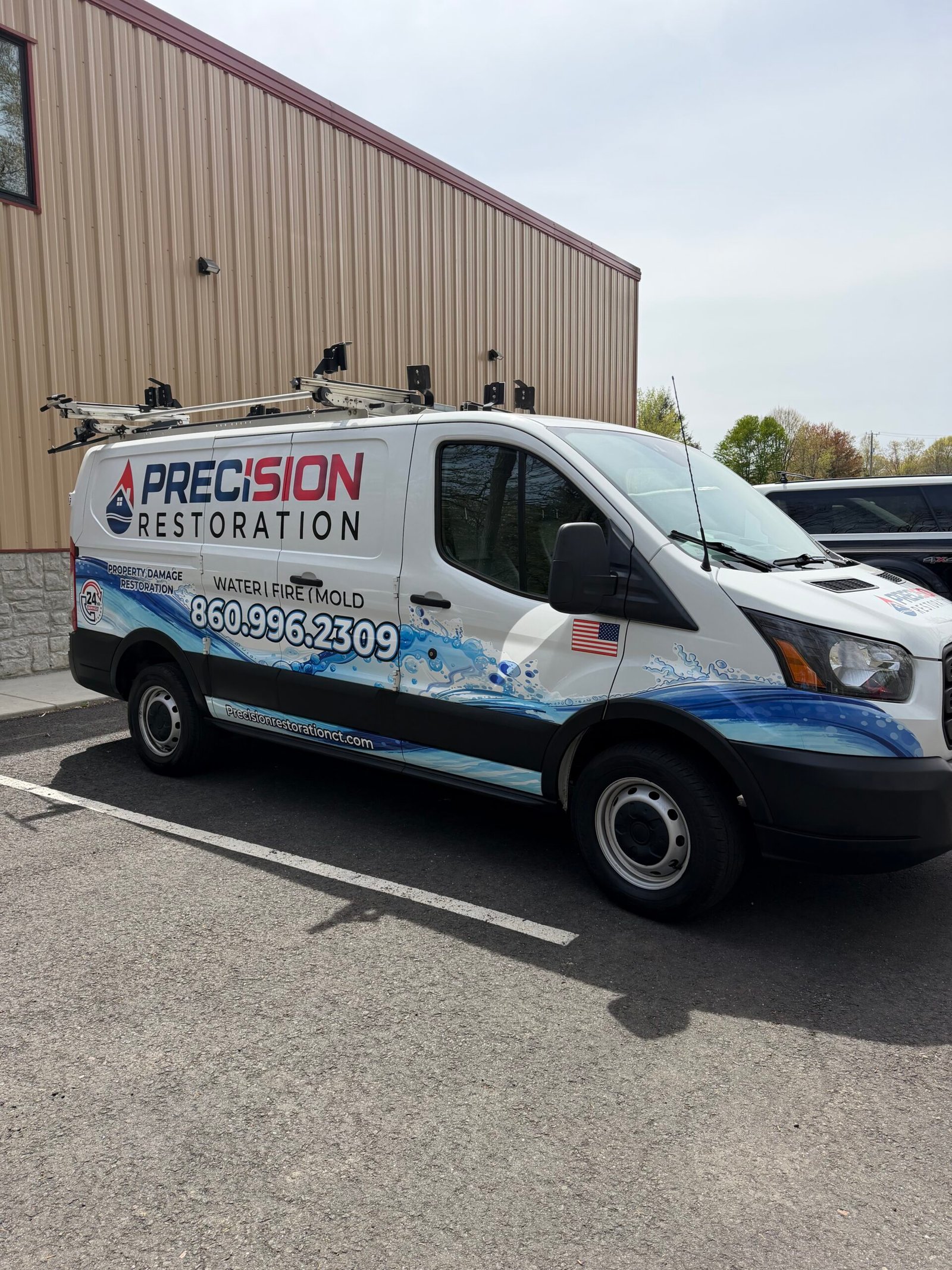 Precision Restoration CT crew on site handling an emergency restoration in Central Connecticut