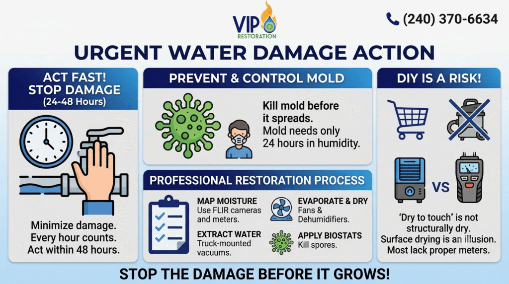 Water damage restoration in Arlington